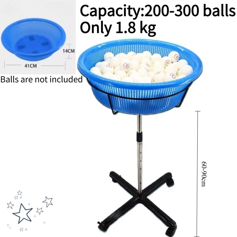 

Table Tennis Multi-ball Basket Basin Movable Rack Cart Ball Collector for Training Ping Pong Picker Round Bucket