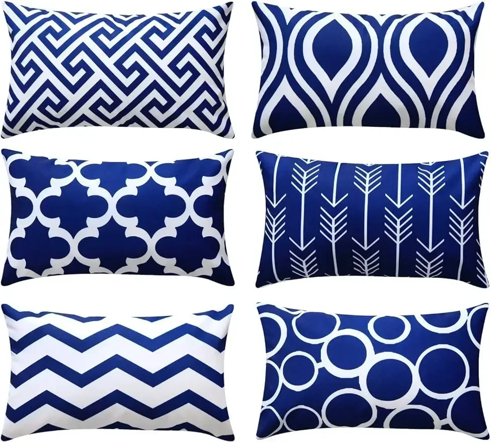 Navy embellished pillowcase outdoor cushion cover sofa bedroom, waist pillowcase 30X50cm cushion cover