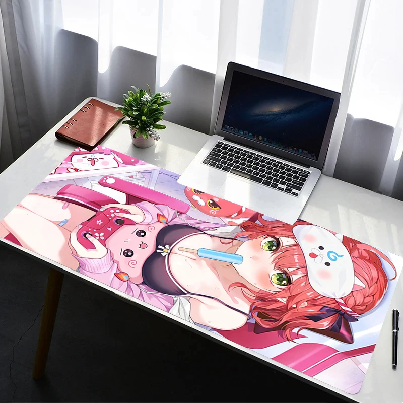 Mouse Pad Laptop Rubber Extended Desktop Mat Computer Gamer Mousepad PC Gaming Accessories H-hololive Sakura Miko Keyboard Pad