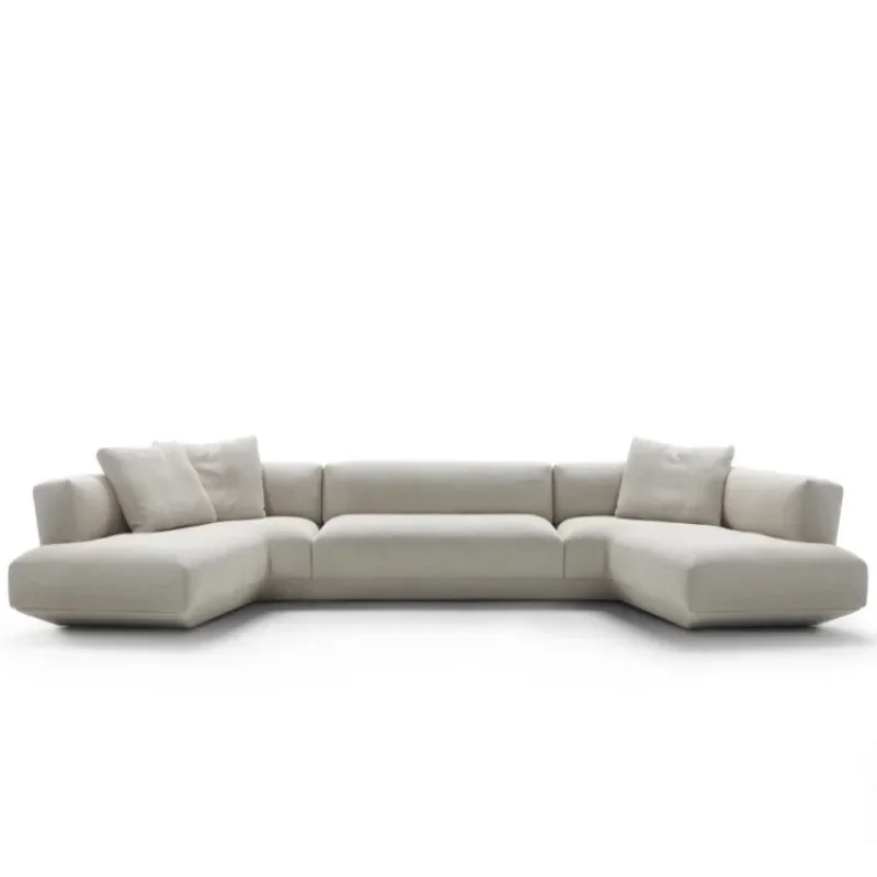 Minimal large flat-floor model room curved sofa combination, living room sofa, household sofa