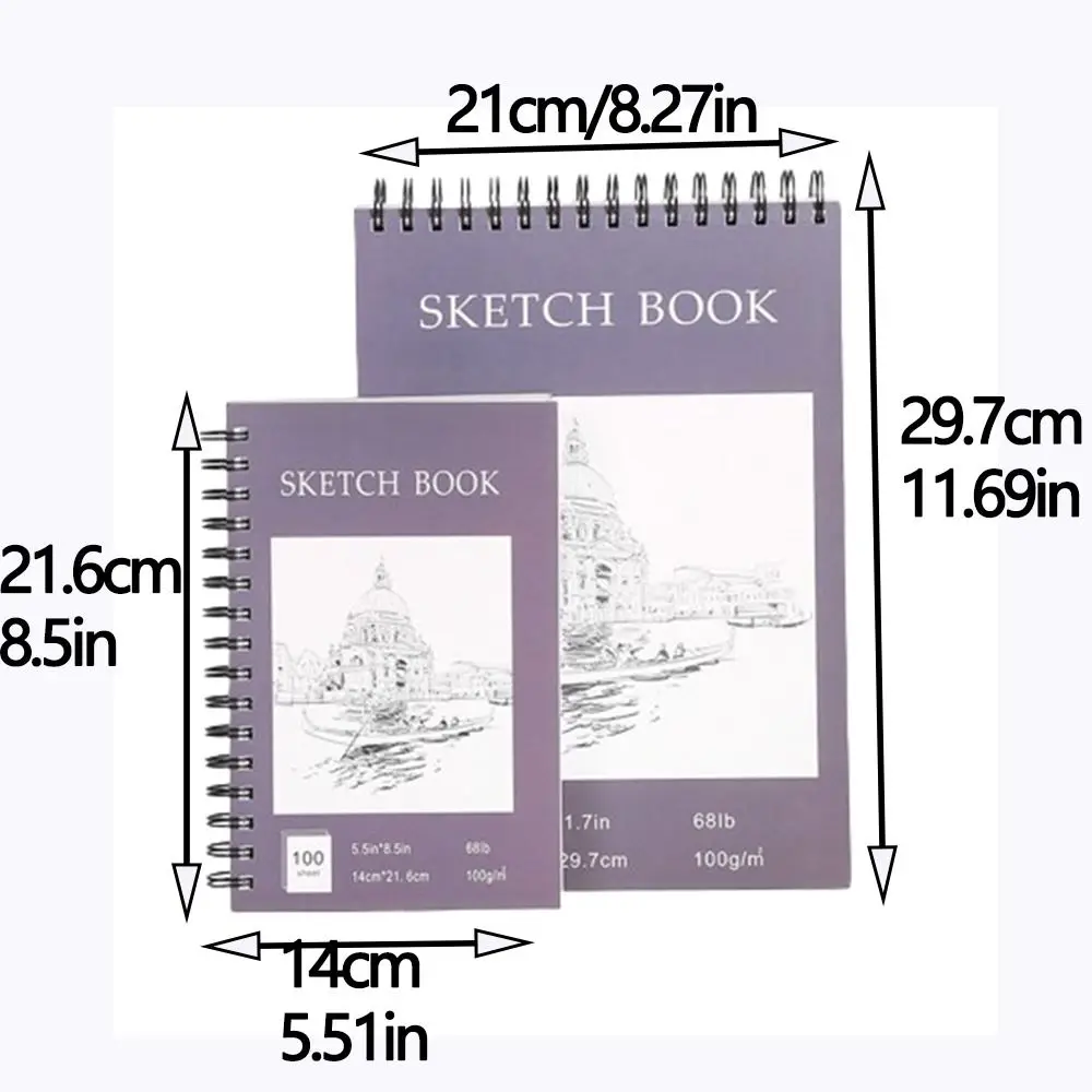 Cuaderno de bocetos de papel grueso para pintores, cuaderno de dibujo blanco brillante sin ácido, portátil, duradero, suministro de arte