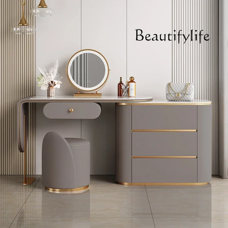 

LXMirror Lights Chair Vanity Table Stool Bedroom Makeup Modern Luxury Dressing Table Storage Drawer Penteadeira Quarto Furniture