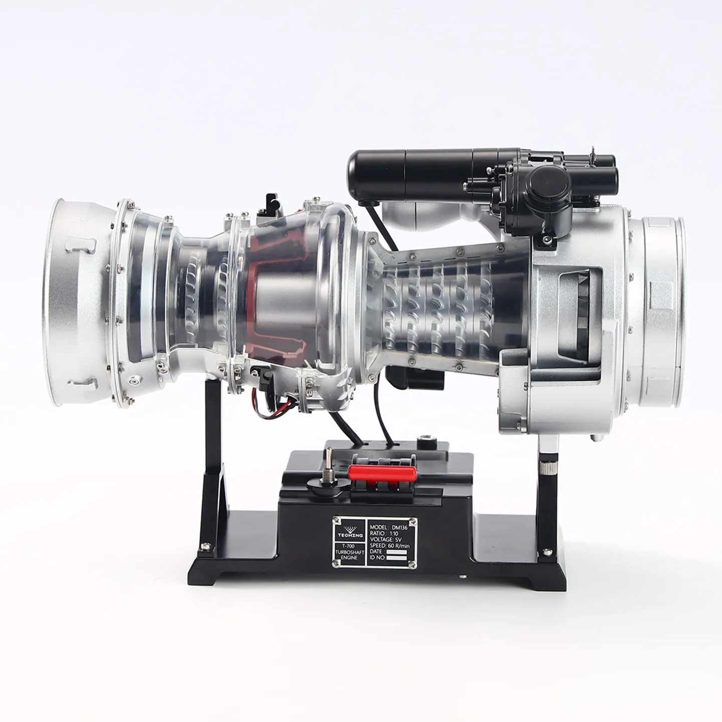 TECHING DM136 T700 Turboshaft Aircraft Engine Model Metal Assembly Kit Cutaway Transparent Structure Motorized Model Toy