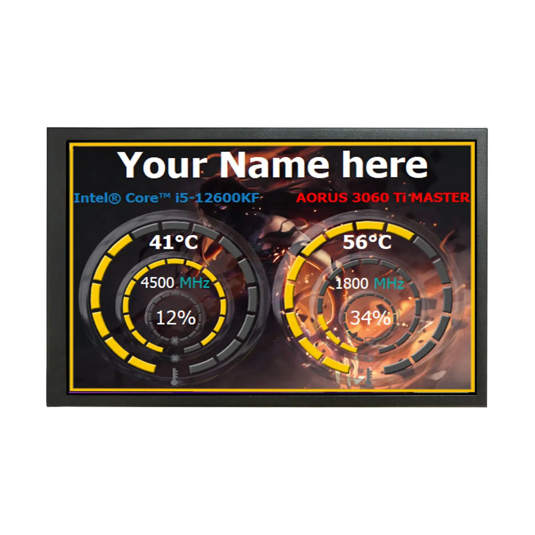 8in 8.8in USB LCD Monitor Built in Theme Diy Screen Monitor For PC Case CPU GPU Temp