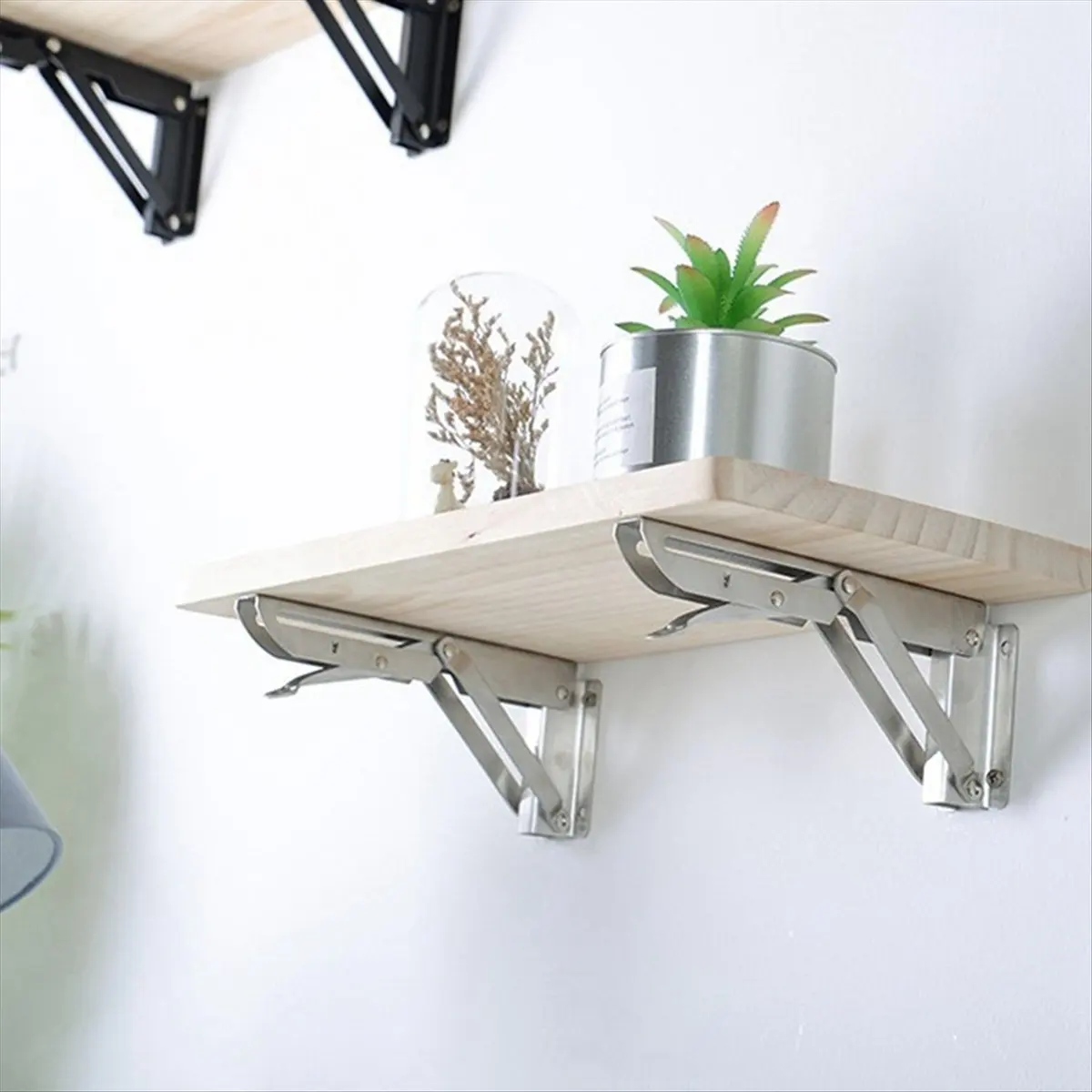 A013 Stainless Steel Folding Angle Bracket Triangle Shelf Heavy Support Adjustable Wall Mounted Stand 14inch