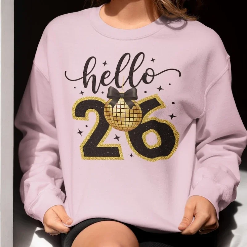 新しいスタイルハロー 26 ディスコボール誕生日秋と冬クルーネックスウェットシャツ長袖サーマルパーカー大人のファッションパーカートップス