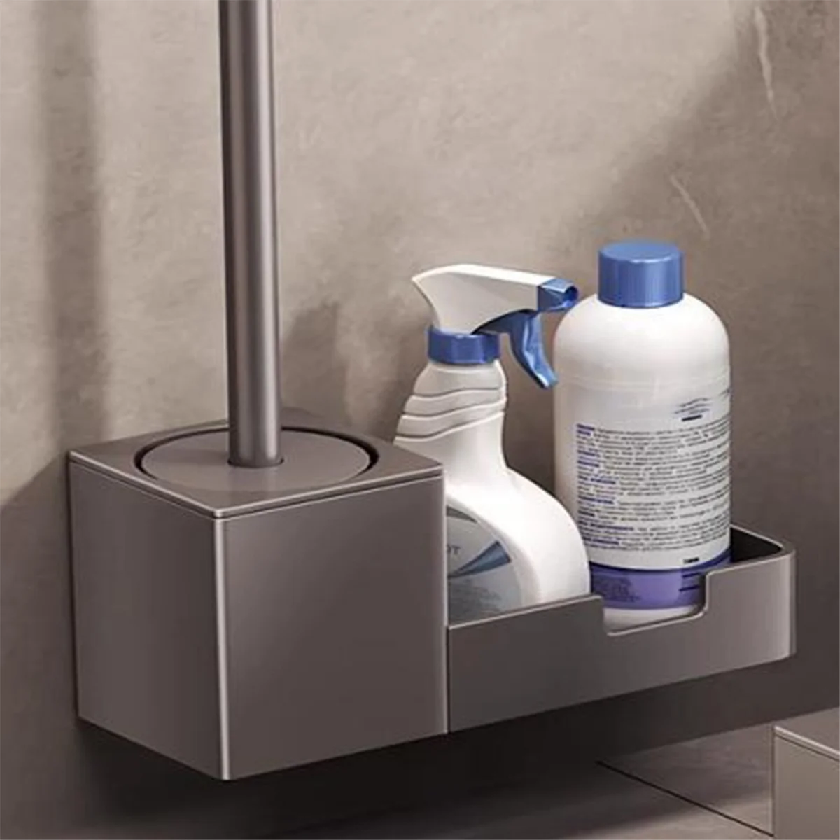 2025+Punch-Free Toilet Brush Holder, with Shelf, Household Toilet Brush Without Dead Corners, Bathroom
