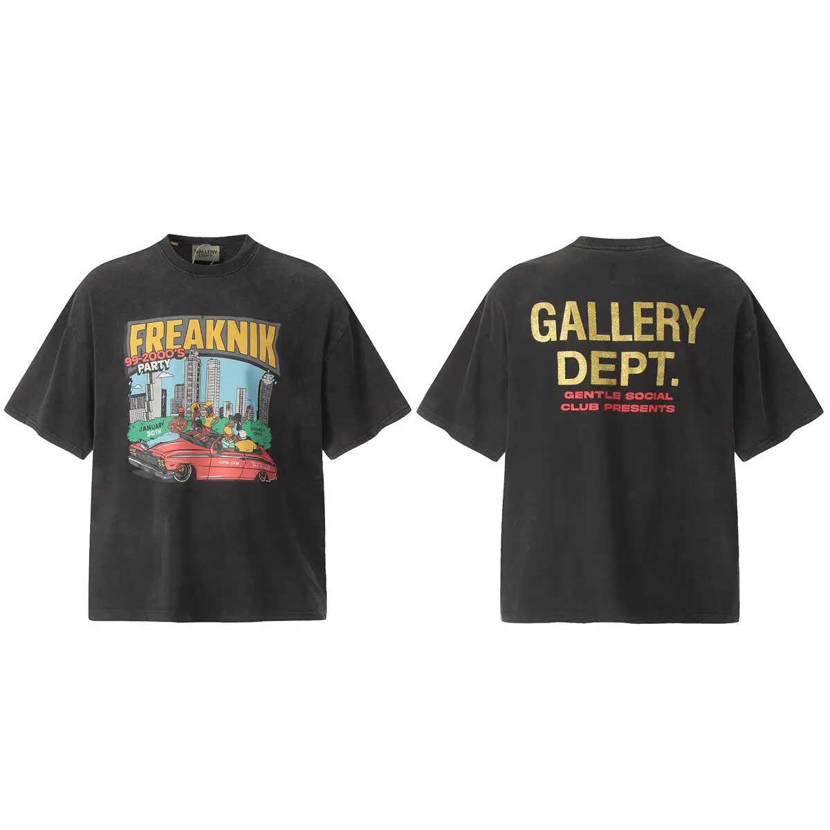 GALLERY DEPT Play car print washed old short-sleeved high street loose American casual T-shirt