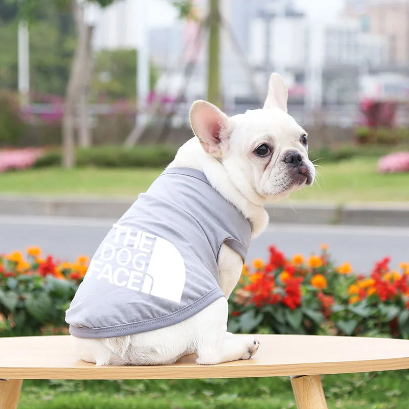 The Dog Face Pet Dog Vest Sweatshirt, Spring Summer Small and Medium Chihuahua French Bulldog Pure Cotton T-shirt Puppy Clothes