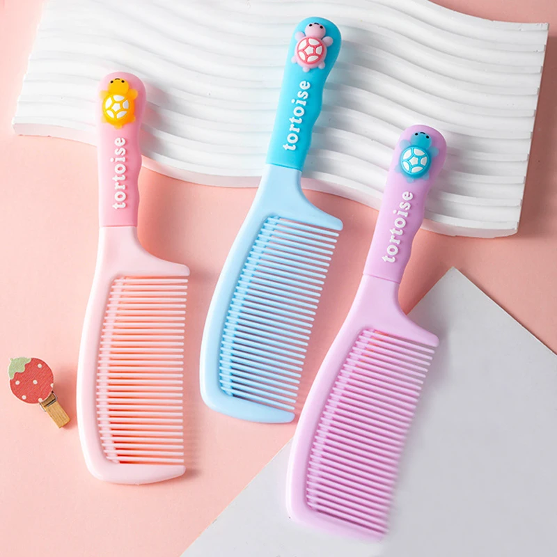 Cartoon Hairdressing Comb Women Student Hair Smoothing Comb Girl Heart Cute Turtle Handle Hair Comb For Children's Home Use