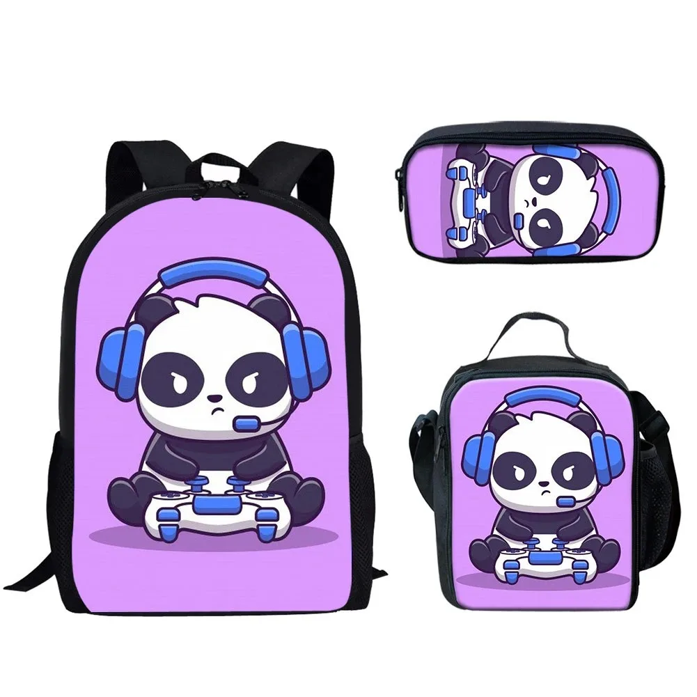 Panda 3d Printing Backpack for Student, School Backpack, Laptop, Lunch, Pencil Case, Popular, New, 3pcs/set