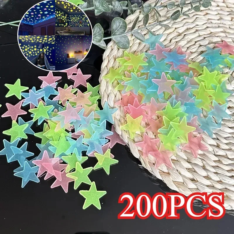 

200PCS Glowing Star Stickers Stars Shining in The Dark Children's Baby Rooms Bedrooms Ceilings Home Decor Fluorescent Stickers