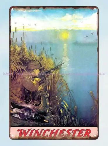 wall metal Limit At Sunrise by Lynn Bogue Hunt Winchester shotgun metal tin sign