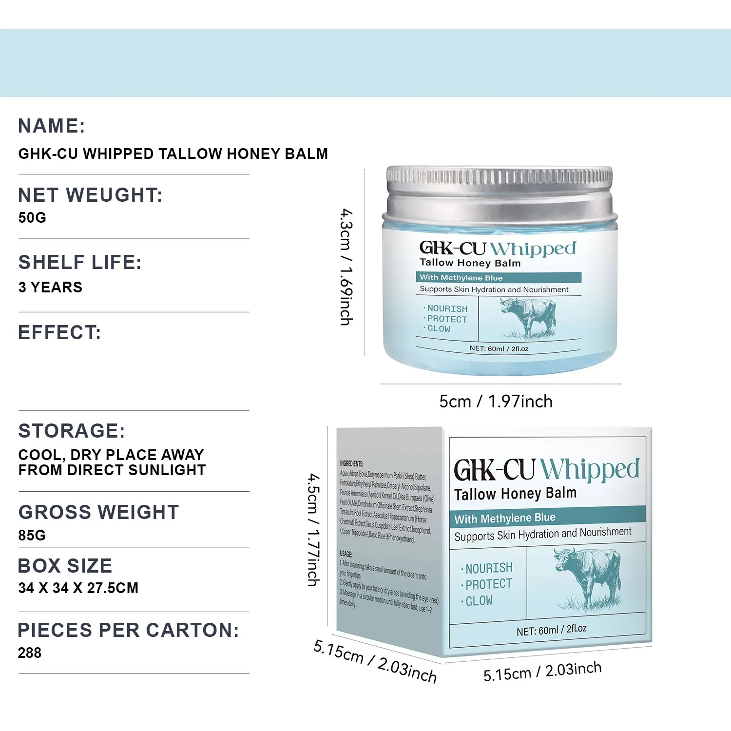 Blue Copper Peptide Essence Liquid 30ml GHK-Cu Deep Repairing Moisturizing Essence Liquid Peptide 50g Cream + 30ml Essence