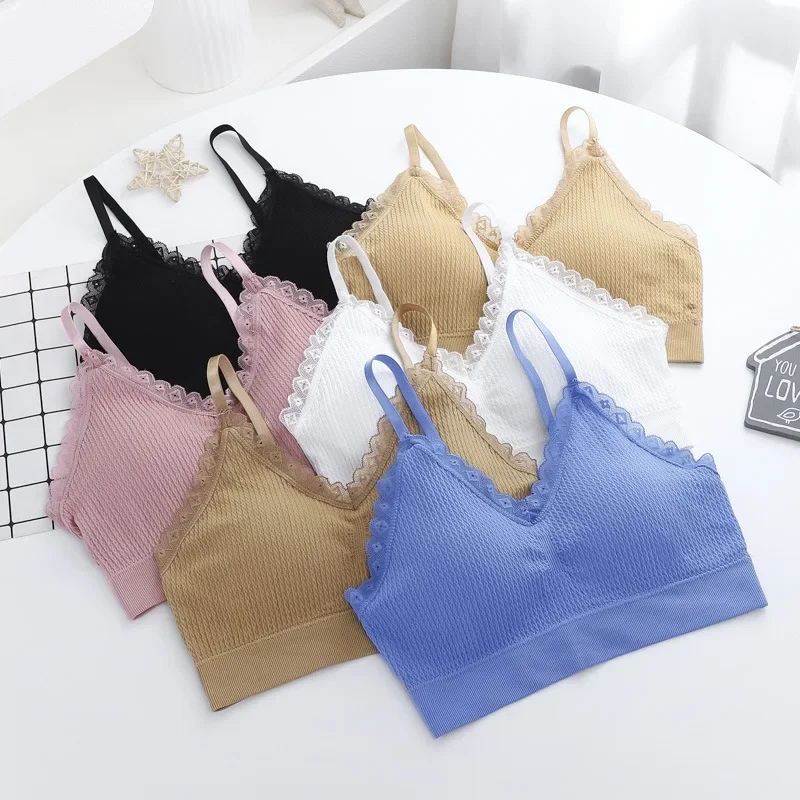 Seamless Bras for Women Wirefree Brassiere Comfort Lace Trim Tops Female Soft Underwear Sexy Lingerie Tube Bra Bralette