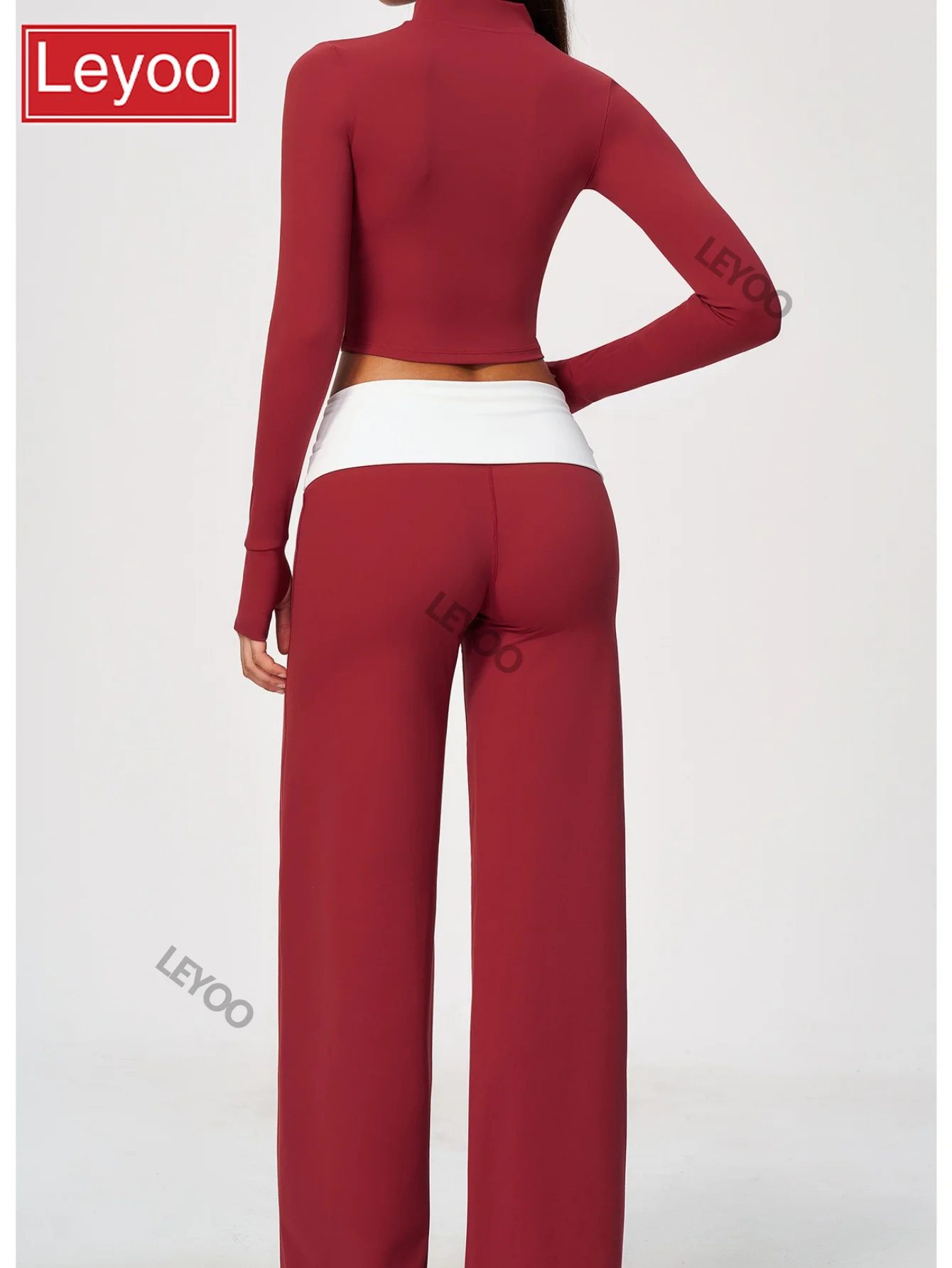 Women's yoga set, fashionable abdominal straight leg pants, breathable fitness sports stand up collar zipper jacket, 2026 new