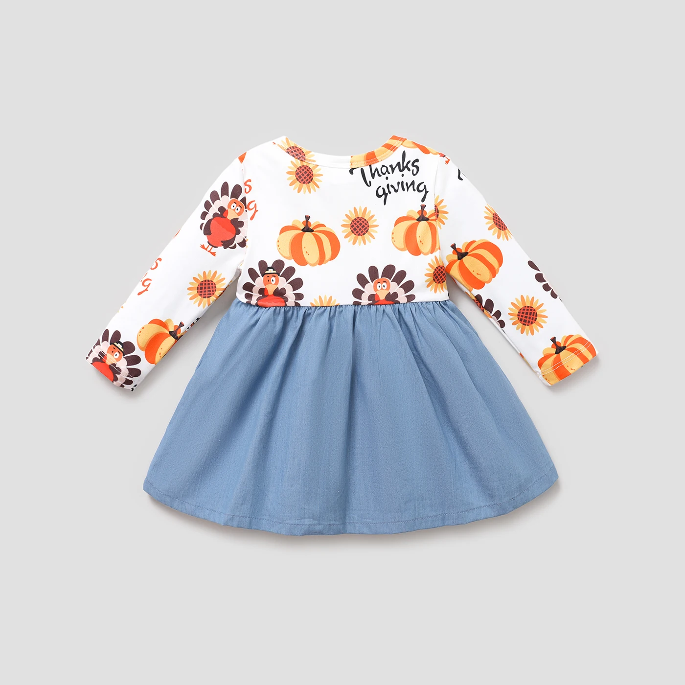 PatPat Baby Girl Sweet 3D Design Thanksgiving  Dress Set