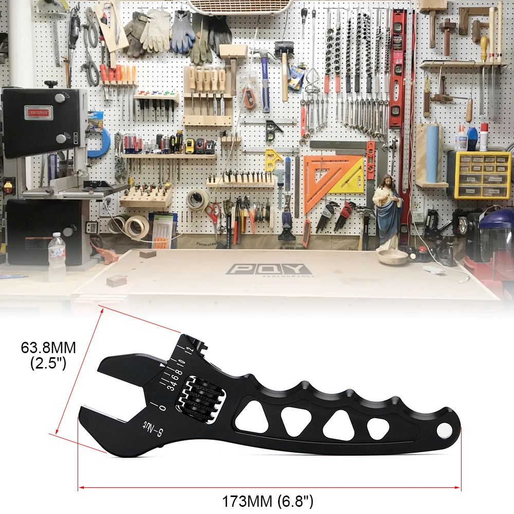 LZONE - Adjustable AN 3 4 6 8 10 12 Aluminum WRENCH HOSE Fitting tool aluminum spanner AN3-AN12 JR-SLW0601