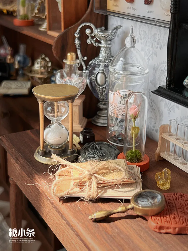 6Points DollHouse Miniature Magic Potions Retro Magic House Bryce Model BJD Potion Bottle Ob Scene Accessory Hourglass Gem Model