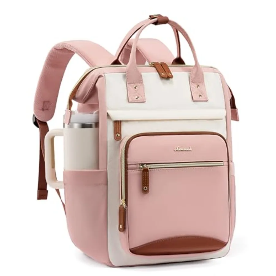

Laptop Backpack for Women Work Bag with Large Capacity Cup Side Pocket 15.6 Inch Waterproof Computer Backpacks