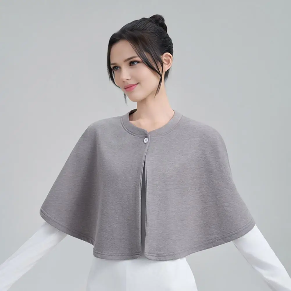 

Элегантная женская ветрозащитная шаль с застежкой на пуговицы, мягкая осенне-зимняя накидка, однотонная, мягкая ветрозащитная защита от подшивки