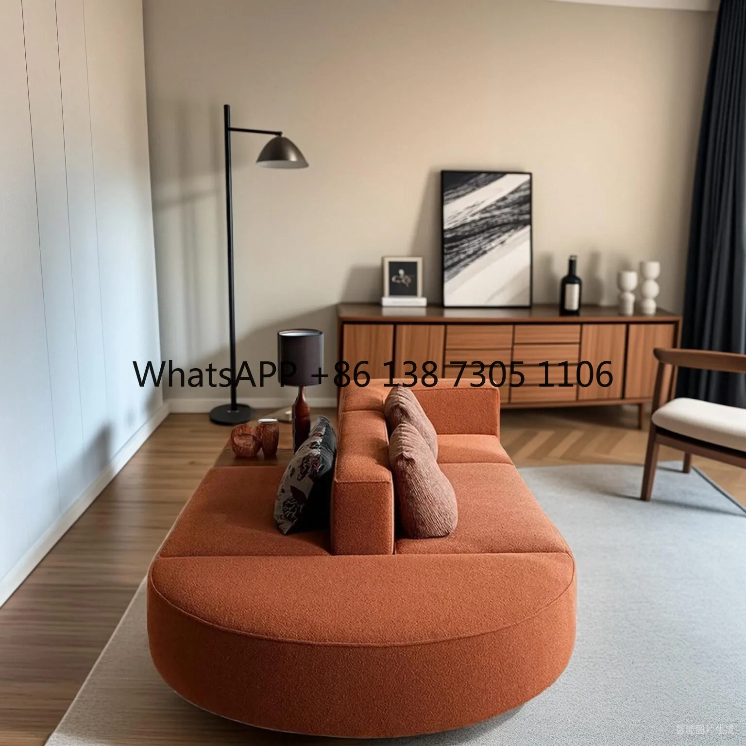 

Nordic wabi-sabi double-sided back-to-back combination creative special-shaped large flat-floor living room hotel reception sofa