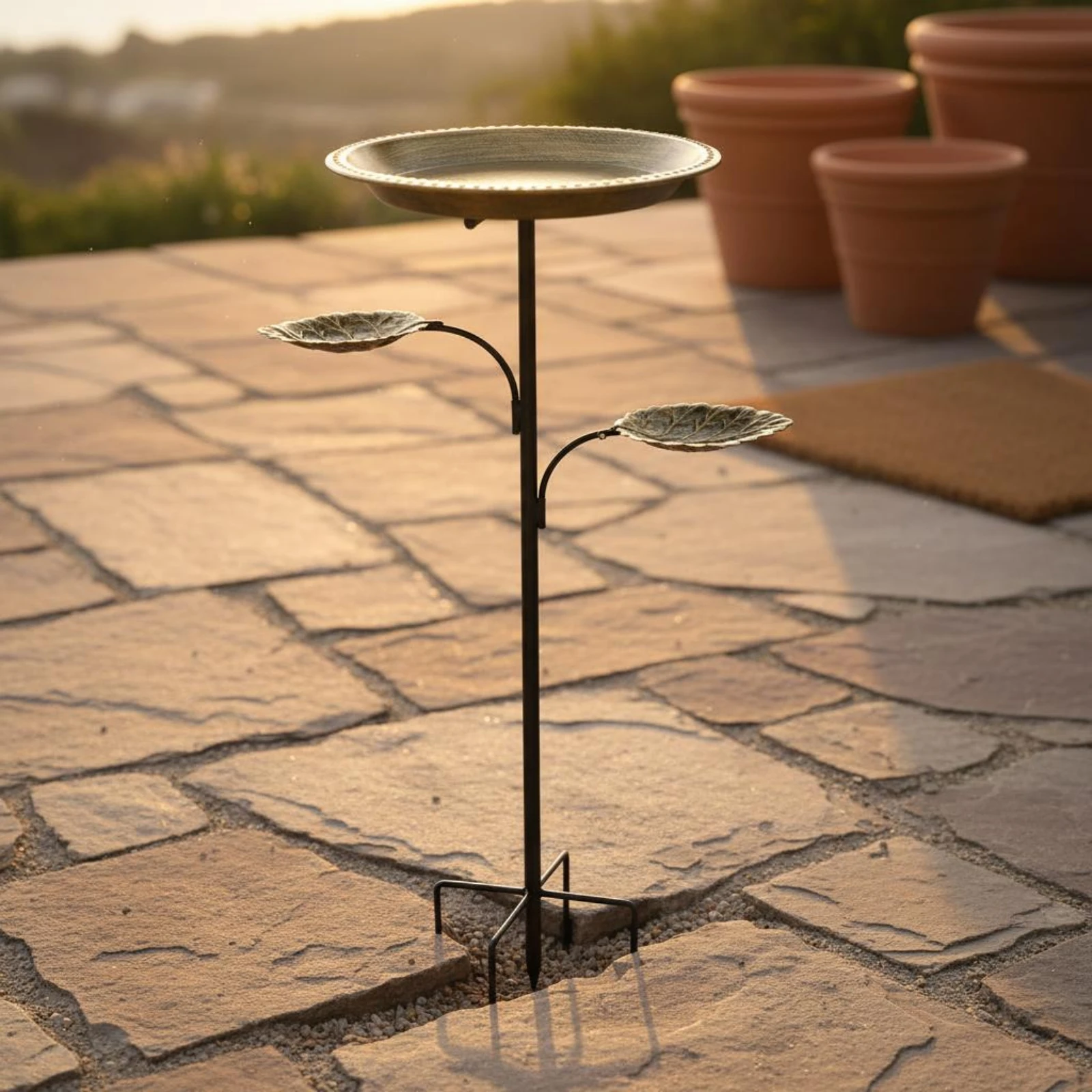 Leaf Tray Bird Feeder Yard Stake Bird Feeder Outdoor Decor Garden Metal view 6