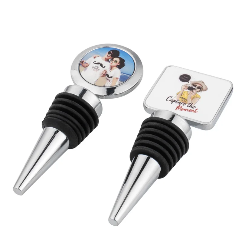 

20pcs/lot Sublimation Blanks Custom Alloy Metal Wine Bottle Stopper For Hotel Home Bar Use