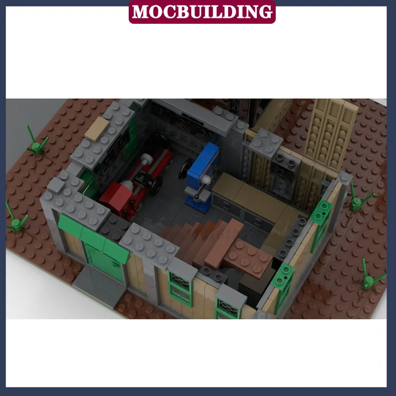 MOC City Train Mine Model Building Block Assembly Town Building Street View Collection Toy Gift