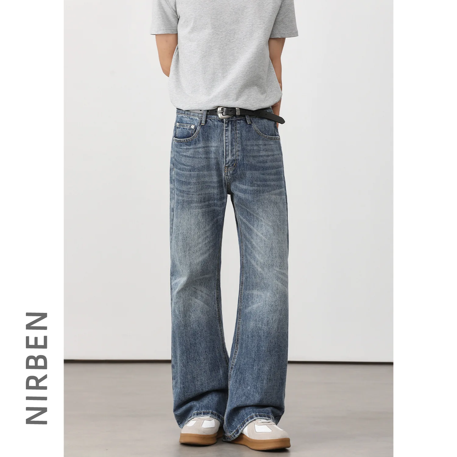 American Blue Micro-pull Jeans Men's Thin Simple Trendy Brand Loose Casual Versatile Trousers