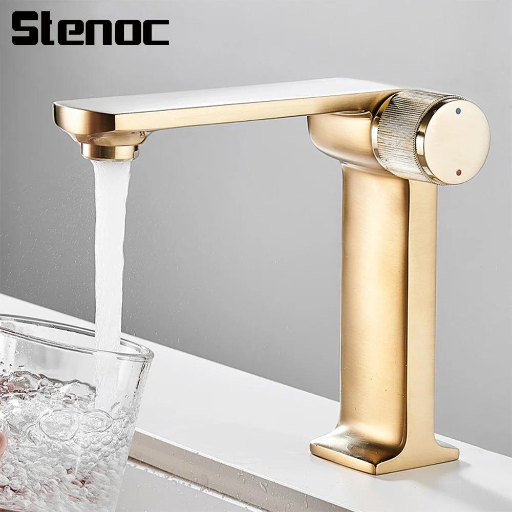 New Knob Design Black/Gold Basin Faucets One Hole Mixing Faucet Bathroom Utensils Sink Hot & Cold Water Brass Tap For Bathroom