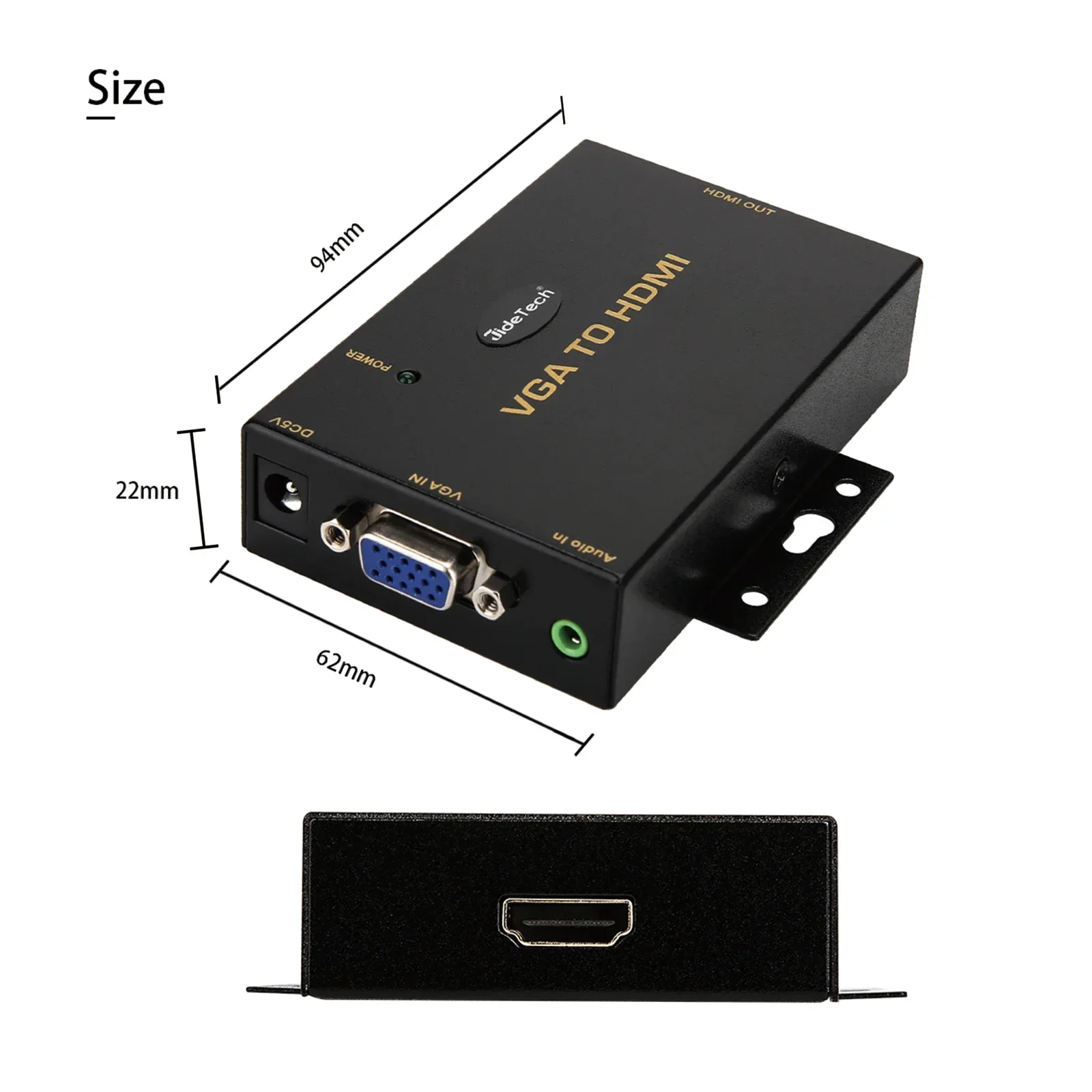 

JideTech 1080P VGA to HDMI KVM Switch Converter with 3.5mm Audio Port for PC Laptop Display Computer Mac Projector