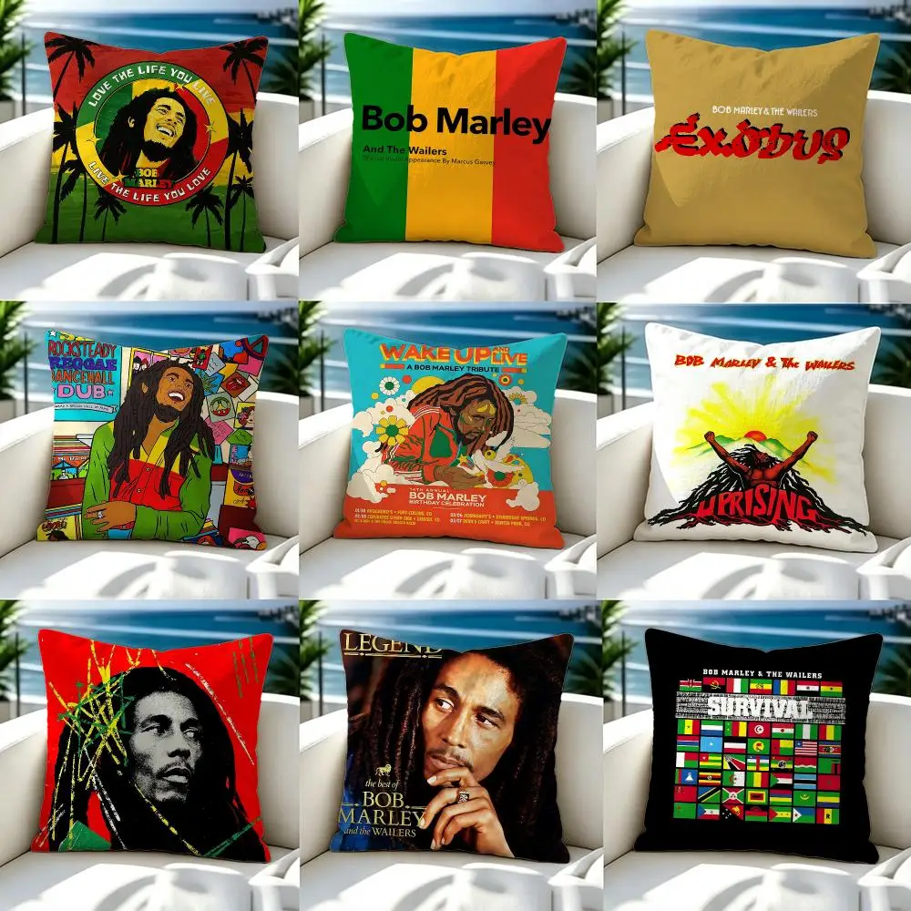 Bob Marley&The Wailers Cushion Cover Soft Pillow Cover Two‑Side Printing Throw Pillow Case for Sofa Pillowcase Home Decoration