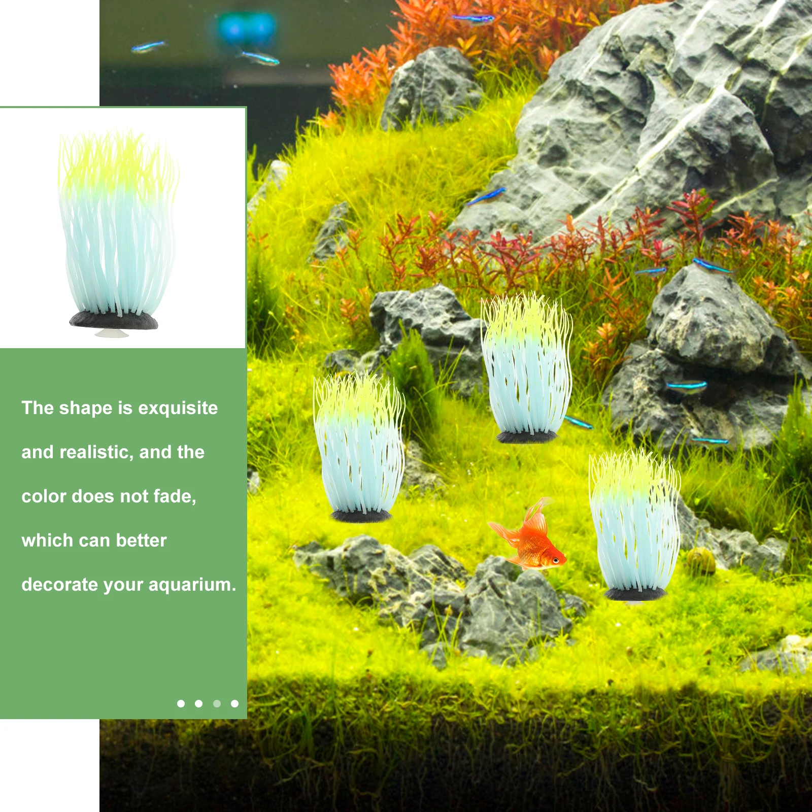 

Glow in Dark Silicone Sea Anemone Statue Lifelike Fish Tank Decor Aquarium nament Home Accessories Pet Supplies