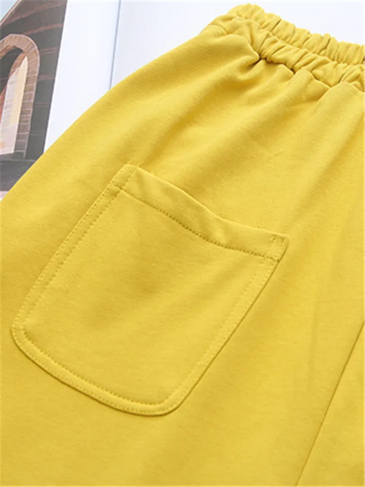 Plus Size Women\'s Trousers Elasticated Waist Cotton Knitted Fabric Thin Seven Part Trousers Summer Loose Harem Trousers 3XL-5XL