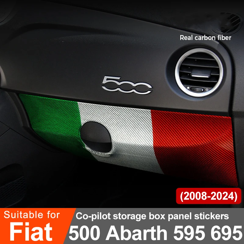 For Fiat 500 Abarth 595 695 2008-2024 Car Glove Box Panel Decorative Protection Cover Interior Sticker Modification Accessories