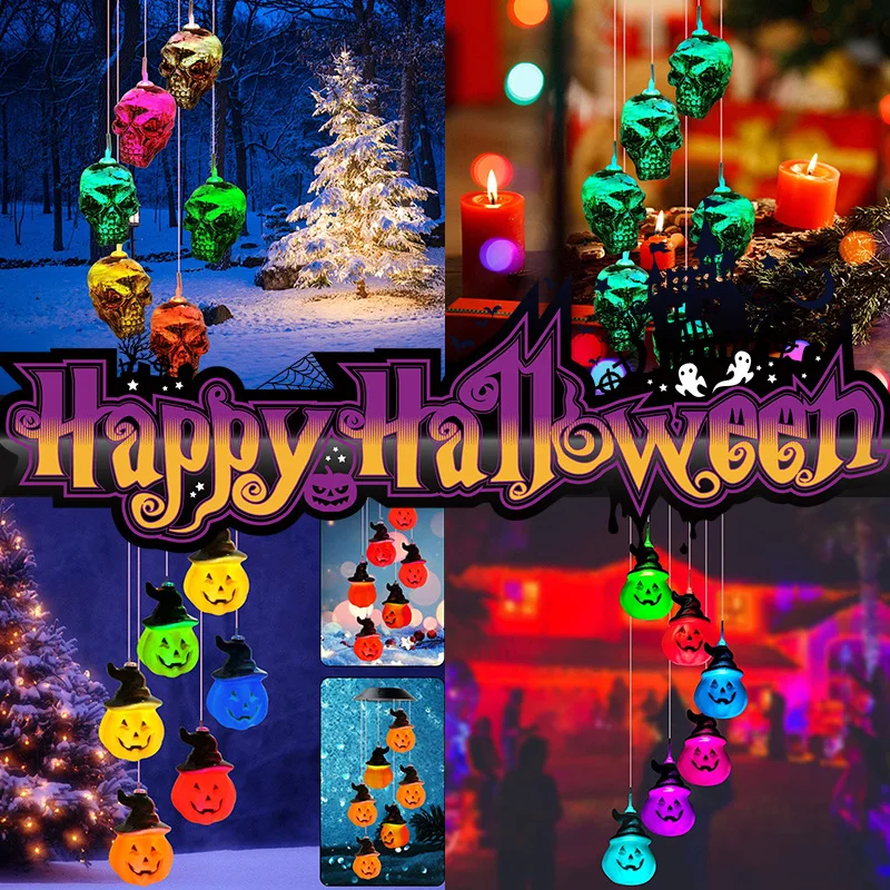 Halloween LED Light String Pumpkin Skull Eye Balls Ghost Festival Party Lantern Spooky Lamp Bar Horror Prop 2023 Halloween Decor