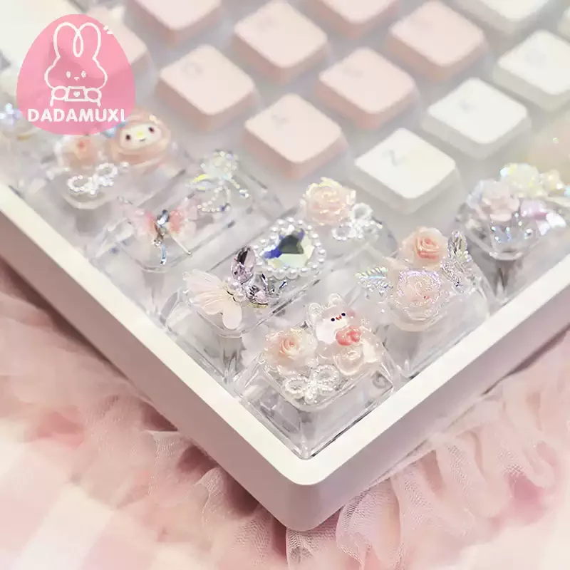 Original Flower Custom Artisan Keycap Mechanical Keyboard Handmade DIY Point Keycap Supplement Key gaming accessories Girl Gift