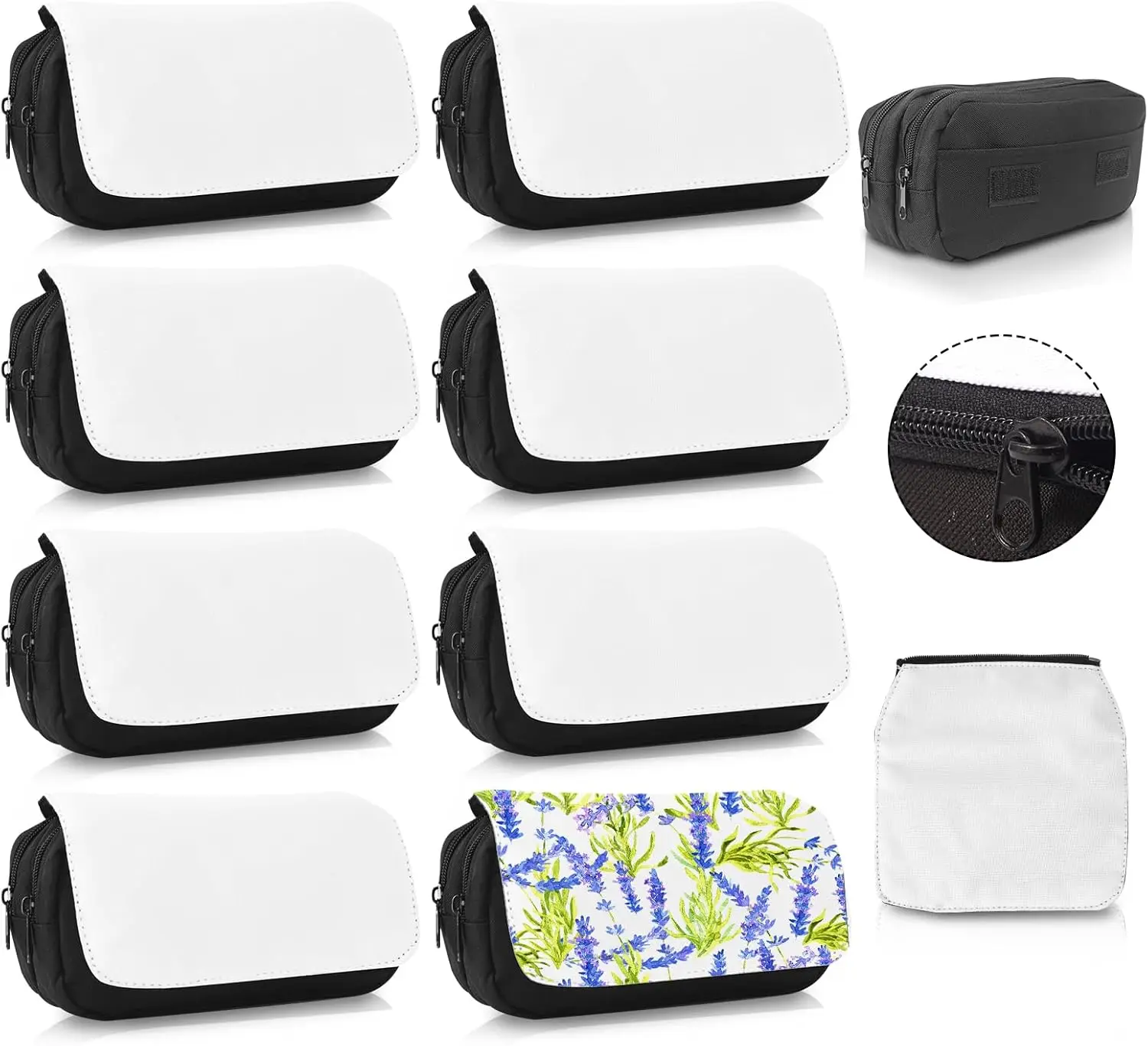 10 Pcs Sublimation Blank Makeup Bags Bulk Travel Toiletry Bag Removable Sublimation Bags with Zipper Cosmetic Bag for DIY Craft