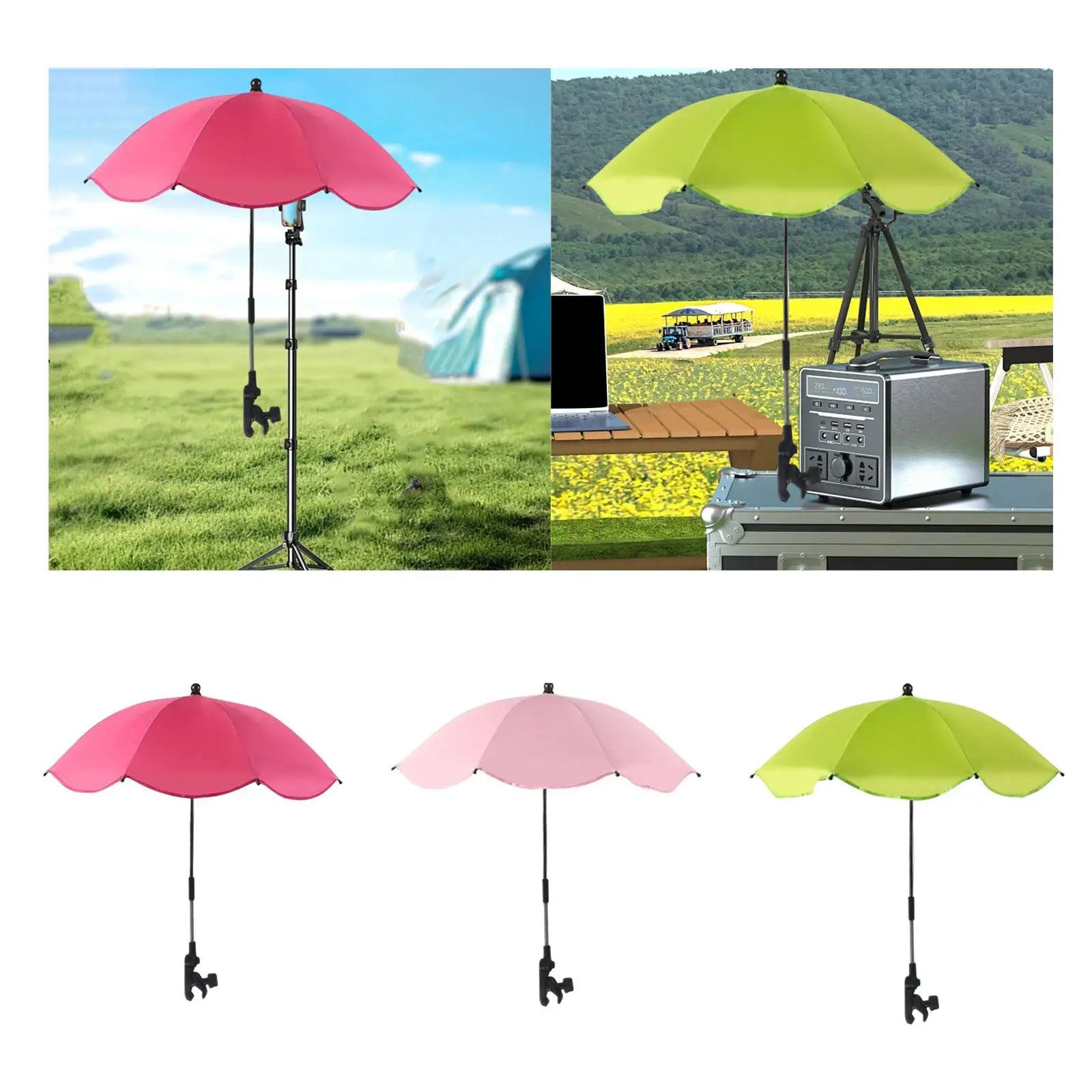 

Clip on Umbrella for Stroller Pushchair Parasol Modern Adjustable Steering Angle Beach Chair Umbrella Plant Shade for Patio