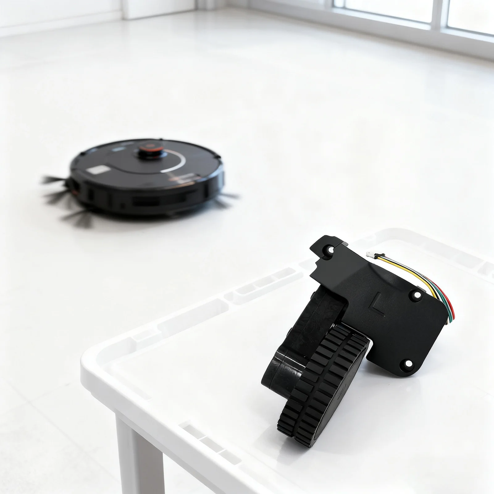 Black Drive Wheels Quiet Operation Wheels Corner Cleaning for durable Material Efficient Left Right Options Black