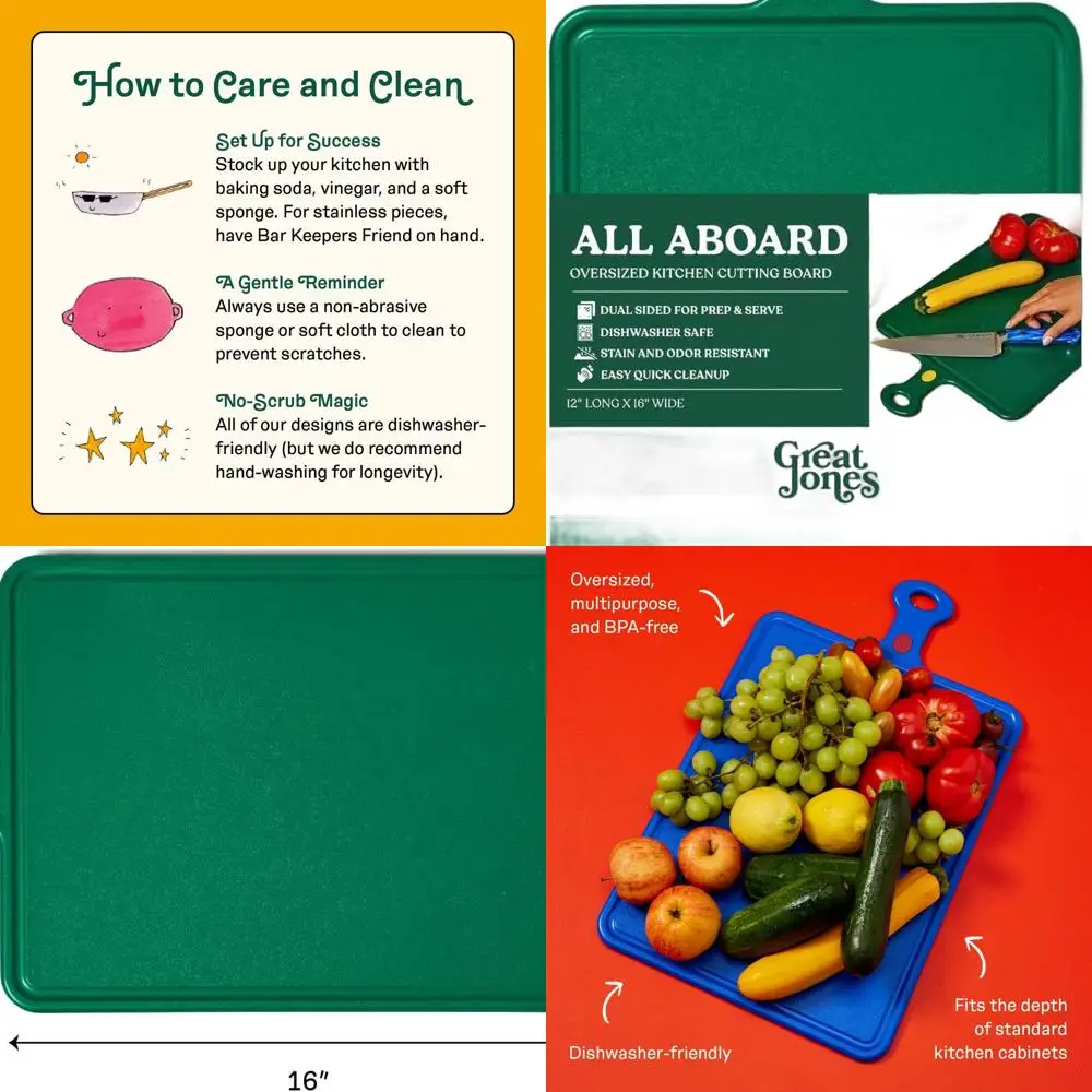 

Reversible Broccoli-Patterned Cutting Board: 12x16 Prep & Serve with Juice Groove, Lightweight, BPA-Free, Dishwasher Safe