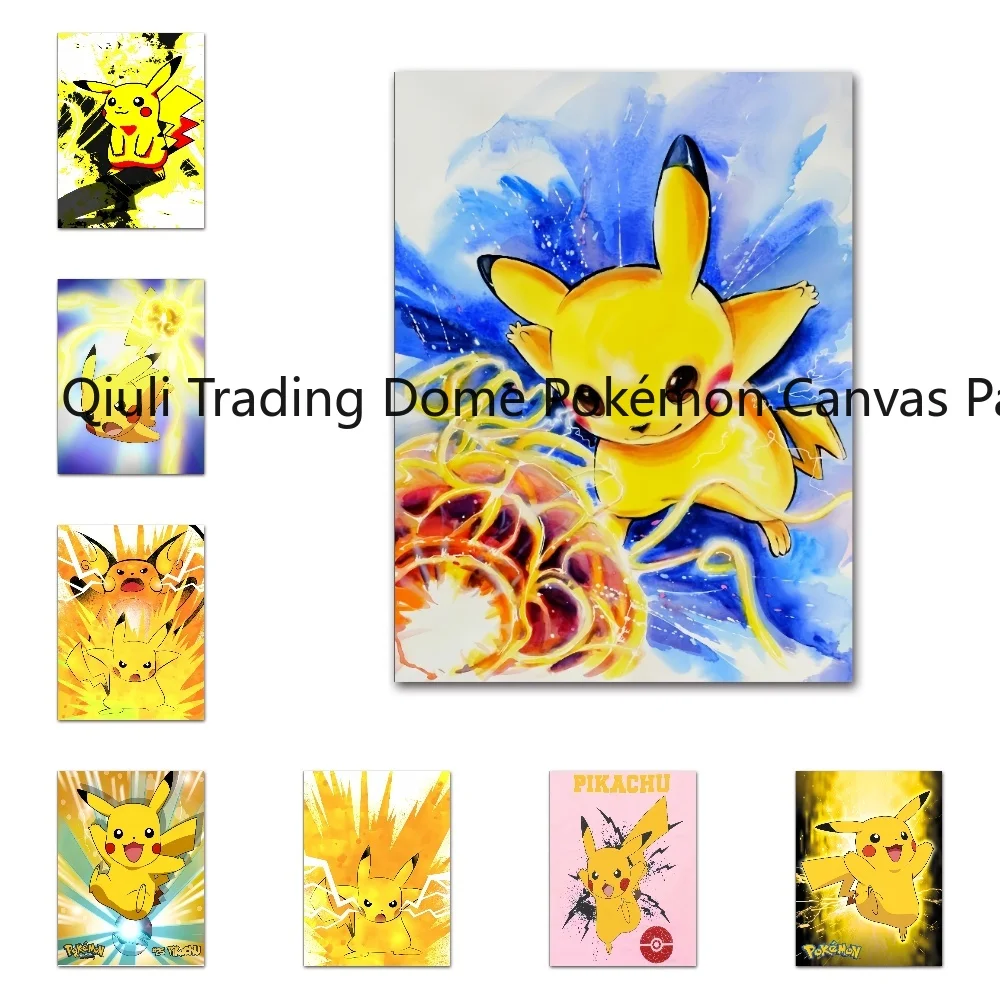 Pokemon Pop Posters Anime Figures Pikachu Watercolor Painting Canvas Posters and Prints Wall Art Picture for Christmas Gifts