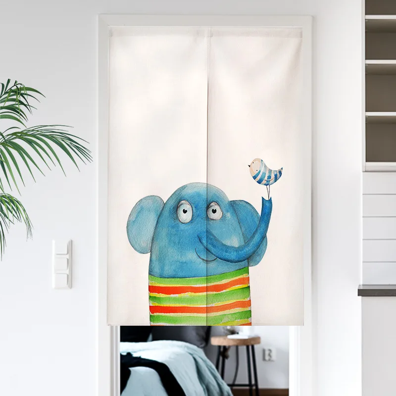 ستارة غرفة تغيير الرسوم المتحركة المرسومة يدويًا، ستائر المدخل، مدخل المطبخ، نصف ستارة معلقة من الكتان نورين #2