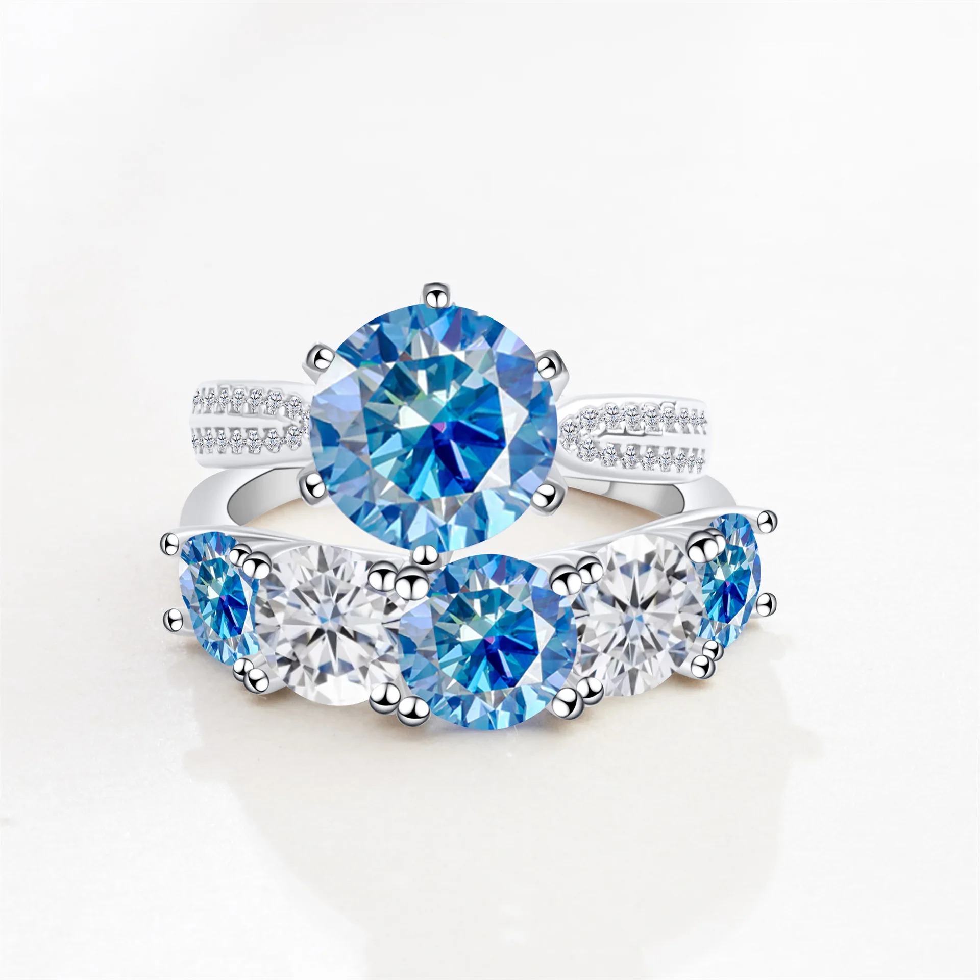 إجمالي 6.6 قيراط مويسانيتي خاتم الخطوبة الماس مع شهادات 925 فضة الزفاف الفرقة للنساء غرامة مجوهرات #5