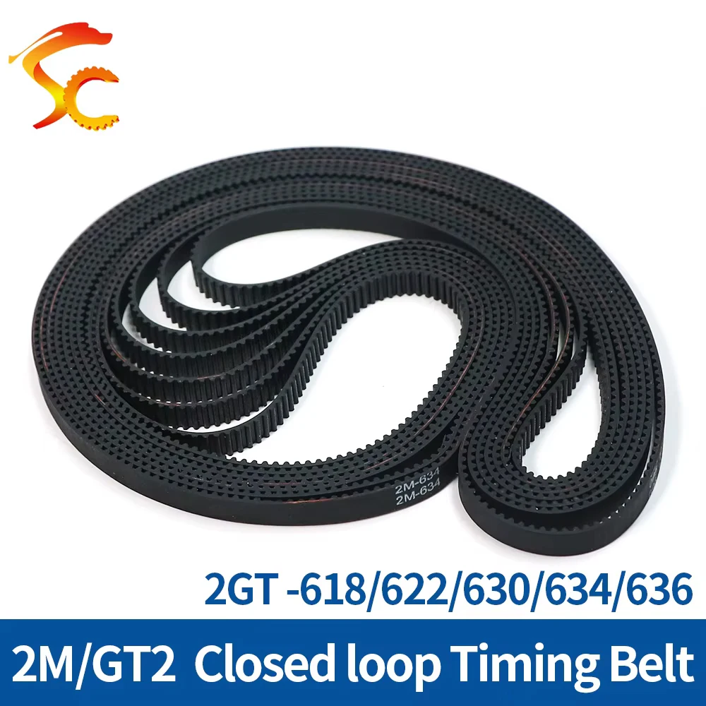 Good quality Rubber Synchronous belt 2M/2GT618 622 630 634 636 Width 10mm 2GT timing Belt