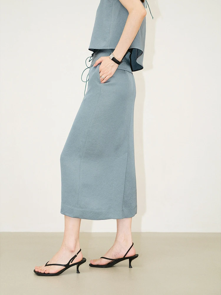 الصيف عالية الجودة تنورة غير رسمية الزي الربيع المرأة أكمام الظهر الدانتيل يصل Vset + ارتفاع الخصر مستقيم التمثال تنورة قطعتين مجموعة #4