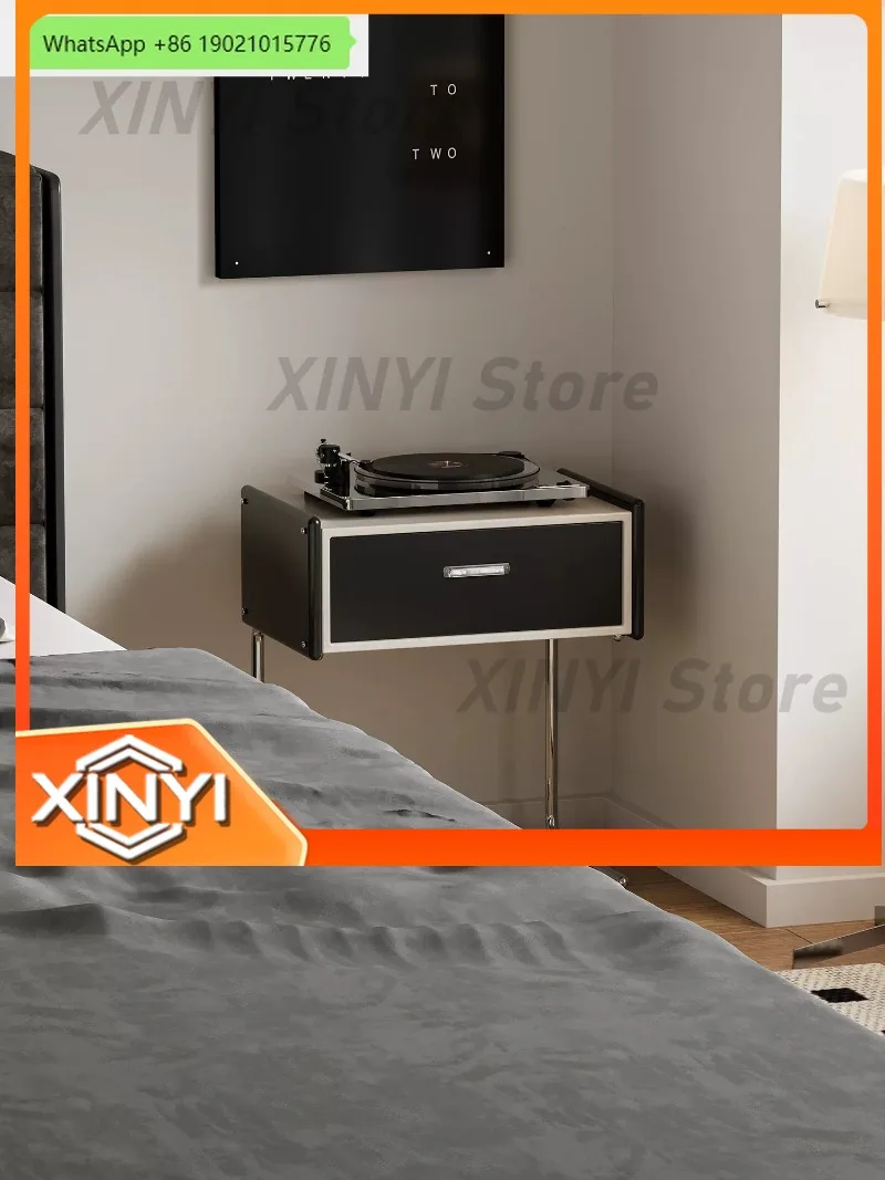 Suspended Bedside Table for CL Bedroom Simple Stainless Steel Retro Side Table for Senior Living Room