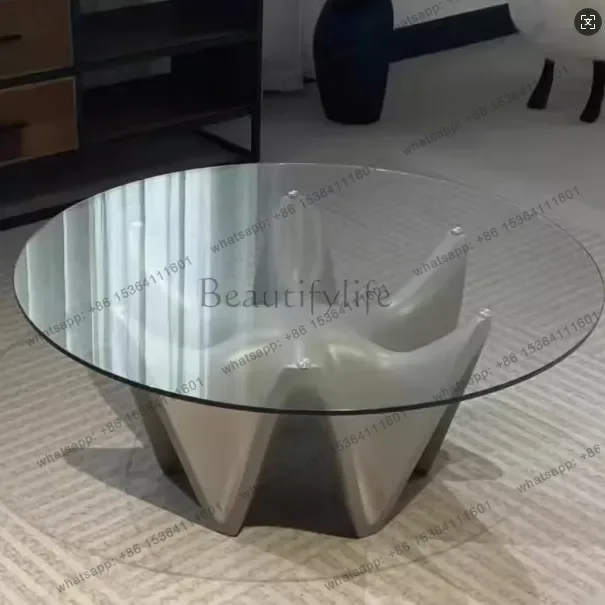 YJ Italian minimalist modern rock slab oval coffee table Nordic light luxury designer high-end living room table