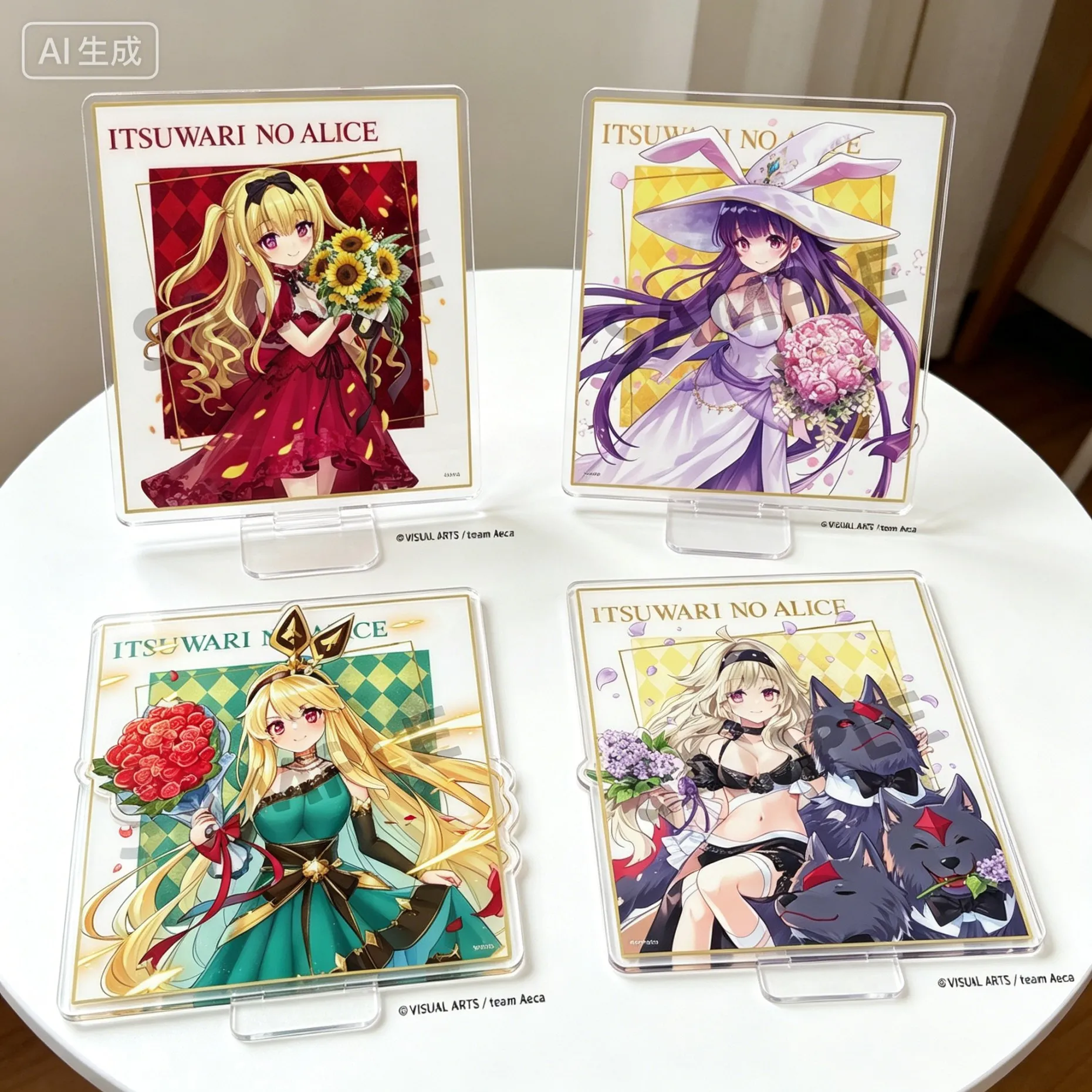 Itsuwari no Alice Alice Shukusai's Peony Transformation Version rectangle Acrylic Stand Model Plate Keychains Bedroom decoration